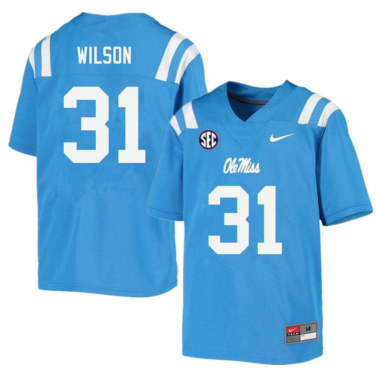 Men #31 Calvin Wilson Ole Miss Rebels College Football Jerseys Sale-Power Blue